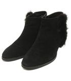 モードエジャコモ Mode et Jacomo ショートブーツ ブーティ サイドジップ スエード 黒 ブラック 24.0㎝