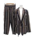 エイチ&エム H&M タグ付き パンツスーツ セットアップ テーラードジャケット パンツ ストライプ 1B ノーベント タック 2 紺 ネイビー 白 ホワイト /GV ■GY19