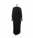  ローレン louren シャツワンピース ロング丈 長袖 ノーカラー 無地 lo204-09 黒 ブラック F