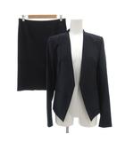 セオリー Theory 美品 フォーマル セットアップ ノーカラージャケット タイトスカート ひざ丈 ボタンレス 羽織 総裏地 0 2 紺 ネイビー /GV