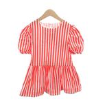  美品 ジャカディ JACADI ワンピース ブラウスワンピース ストライプ 12A/152 オレンジ 橙色 ホワイト 白 /IU