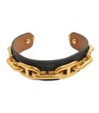 エルメス HERMES レガートGP シェーヌダンクル バングル ブレスレット レザー ゴールドカラー 黒 ブラック ☆AA★