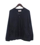 ジョンブル JOHNBULL ノーカラージャケット ブルゾン Vネック 紺 ネイビー M