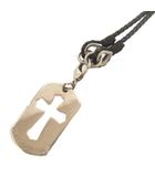 ドルチェ&ガッバーナ ドルガバ DOLCE&GABBANA ドックタグ クロスネックレス ペンダント 十字架 編み込み レザー シルバーカラー 黒 ブラック