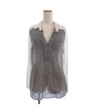 エーティー アツロウタヤマ A/T タグ付き 切替シャツ カットソー 長袖 チェック 開襟 オープンカラー 白 ホワイト 38