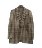 テーラードジャケット 長袖 背抜き センターベント チェック ウール 茶 ブラウン 96A7