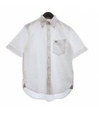 バーバリーブラックレーベル BURBERRY BLACK LABEL シャツ 半袖 ロゴ 刺繍 コットン BMW25-220-02 白 ホワイト 2
