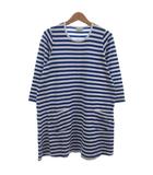 マリメッコ marimekko カットソー ワンピース 長袖 マリンボーダー 白 青 ホワイト ブルー 150 ■FF