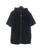 ブラックレーベルクレストブリッジ BLACK LABEL CRESTBRIDGE パーカー スウェット ジャケット 半袖 総柄 裏毛 コットン 51P55-345-28 黒 ブラック L