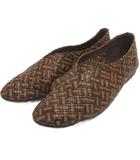 ヨーガンレール JURGEN LEHL レザー メッシュフラットシューズ スリッポン 編込み 茶 ブラウン系 24.5