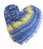 マックスマーラ ウィークエンドライン MAX MARA WEEKEND LINE ストール ショール フリンジ チェック シルク混 青 ブルー 小物