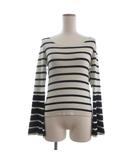 ダイアグラム Diagram ニット カットソー 長袖 ボーダー 03234 43119-00 白 ホワイト 黒 ブラック 36