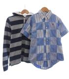 ラルフローレン RALPH LAUREN 2点セット ボタンダウン 半袖 シャツ フード付き ボーダー カットソー 青 ネイビー 140 160 ■FF