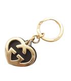 グッチ GUCCI Gハートチャーム キーホルダー ダブルプレート 245822 黒 ブラック ゴールドカラー 小物