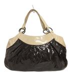 アニエスベー agnes b. トートバッグ エナメル レザー アイボリー バーガンディ