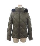 ダウンジャケット ブルゾン フルジップ フーディ ファー 緑 カーキ 38