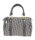 クリスチャンディオール Christian Dior トロッター ミニボストンバッグ ハンド ジャガード キャンバス レザー ベージュ 鞄 ☆AA★