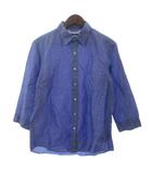 シップス SHIPS Herdmans シャツ 七分袖 リネン 青 ブルー M ■OOM