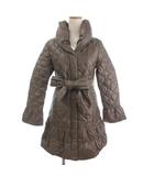 ダウンコート ミドル丈 ベルト付き ベージュ 1 ■FF