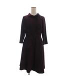 美品 ワンピース 七分袖 ベロア 赤系 ワインレッド 2 ■FF