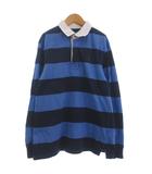 ポロ ラルフローレン POLO RALPH LAUREN ポロシャツ ラガー 長袖 刺繍 ボーダー 青 ブルー L/G(14-16)
