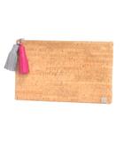  ソウリ SOLI 美品 クラッチバッグ セカンド コルク素材 フリンジ ベージュ 鞄 ■TC