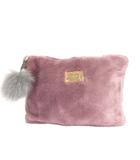 デモデ demodee セカンドバッグ クラッチ ファー ポンポンチャーム 紫 パープル 鞄 ■TC