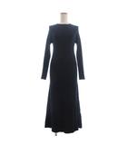 ナチュラルビューティーベーシック NATURAL BEAUTY BASIC ニットワンピース ロング丈 長袖 ハイネック 紺 ネイビー M