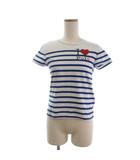 ポロ ラルフローレン POLO RALPH LAUREN Tシャツ カットソー 半袖 ボーダー ハート ビーズ 青 ブルー 白 ホワイト XS