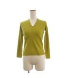 美品 ウールストレッチリブデザインプルオーバー Vネック GBFEV-04290 黄 イエロー M