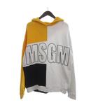 エムエスジーエム MSGM ビックロゴ パーカー パーカー スウェット 長袖 裏起毛 白 黄 ホワイト イエロー M