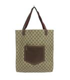 グッチ GUCCI オールド トートバッグ シェリーライン GG柄  肩がけ 総柄 ポケット 茶 ブラウン 鞄 ☆AA★