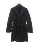 サンシー SUNSEA チェスターコート 中綿 ロング丈 長袖 ベルト付き チェック 茶 ブラウン 2 ■TC