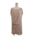 ダイアグラム グレースコンチネンタル Diagram GRACE CONTINENTAL カシュクール風 ビジュー ドレス 半袖 ワンピース ミニ ピンクベージュ 36 ■TC