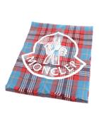 モンクレール MONCLER ビックロゴ マフラー ストール チェック E20930005600 赤 レッド 青 ブルー 小物