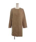 ユナイテッドアローズ UNITED ARROWS ノーカラーコート ミドル丈 ウール シャギー 茶 ブラウン 40 ■TC