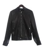 エンメティ EMMETI ライダースジャケット レザー 長袖 シングル ラムスキン ジップアップ 黒 ブラック 44