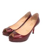 クリスチャンルブタン Christian louboutin パンプス ピンヒール オープントゥ エナメル 赤 レッド 35 22㎝位 靴 ■TC