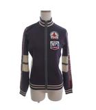 ヒステリックグラマー HYSTERIC GLAMOUR ニットジャケット ブルゾン フルジップ 長袖 ワッペン 紫 パープル F