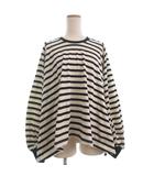 ビアズリー BEARDSLEY ガリャルダガランテ フレアカットソー 長袖 ボーダー 黒 ブラック 白 ホワイト F