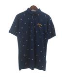 キャロウェイ CALLAWAY ポロシャツ カットソー 半袖 総柄 紺 ネイビー L ■GY35