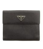 プラダ PRADA 財布 二つ折り レザー ロゴ プレート M172A 黒 ブラック ウォレット ☆AA★ ■GY35