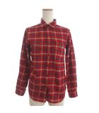 シャツ 長袖 チェック NTW26053 赤 レッド S