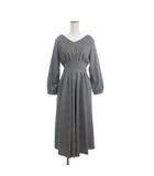 スウィングル Swingle ワンピース 長袖 ロング丈 フレア グレンチェック グレー M