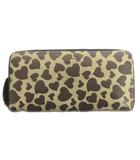 ポールスミス PAUL SMITH 長財布 小銭入れ ラウンドジップ ハート 総柄 茶 ブラウン ウォレット