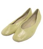 サヴァサヴァ cava cava 美品 パンプス フラット ラウンドトゥ ラメ 黄 イエロー 23.5cm ■OOM