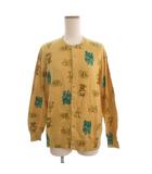 スーパーハッカ SUPER HAKKA さかたきよこ カーディガン ニット 総柄 コットン 黄 イエロー