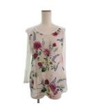 ハッカ HAKKA カットソー ブラウス 長袖 フラワー 花がら 白 ホワイト