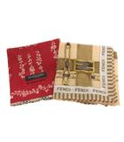フェンディ FENDI バーバリー BURBERRY 2点 セット まとめ ハンカチ スカーフ 総柄 ベージュ 赤 レッド ☆AA★ ■OOM