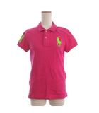 ポロシャツ カットソー 半袖 鹿の子 ビッグポニー 刺繍 ピンク M